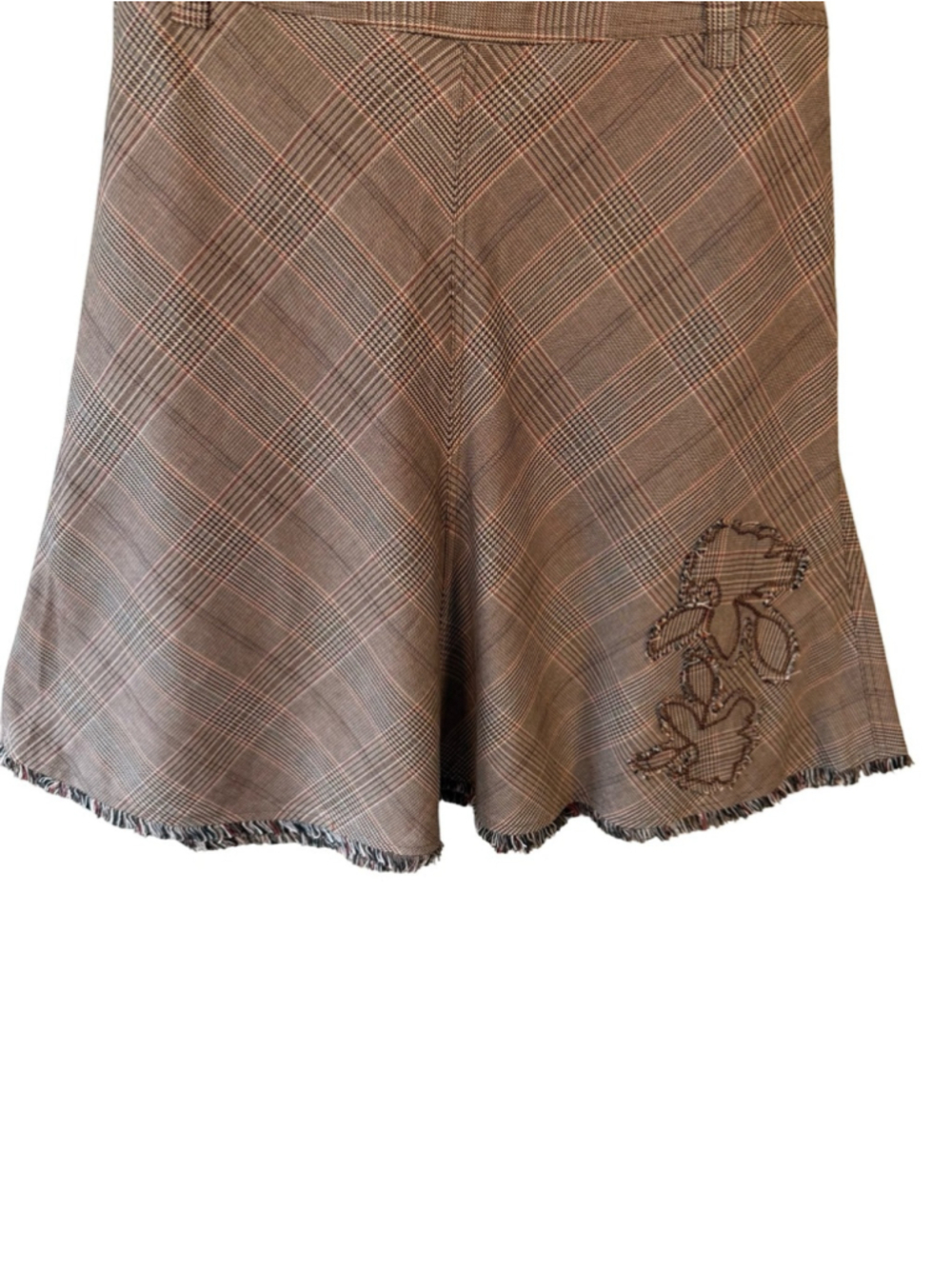 Jessica Sport Brown Tweed Embroidered A-Line Skirt Size 12 Preppy Cottagecore - Picture 9 of 12